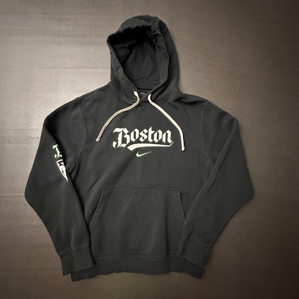 Nike Boston Running Club Hoodie Mens Small Black Double Sided Training Active